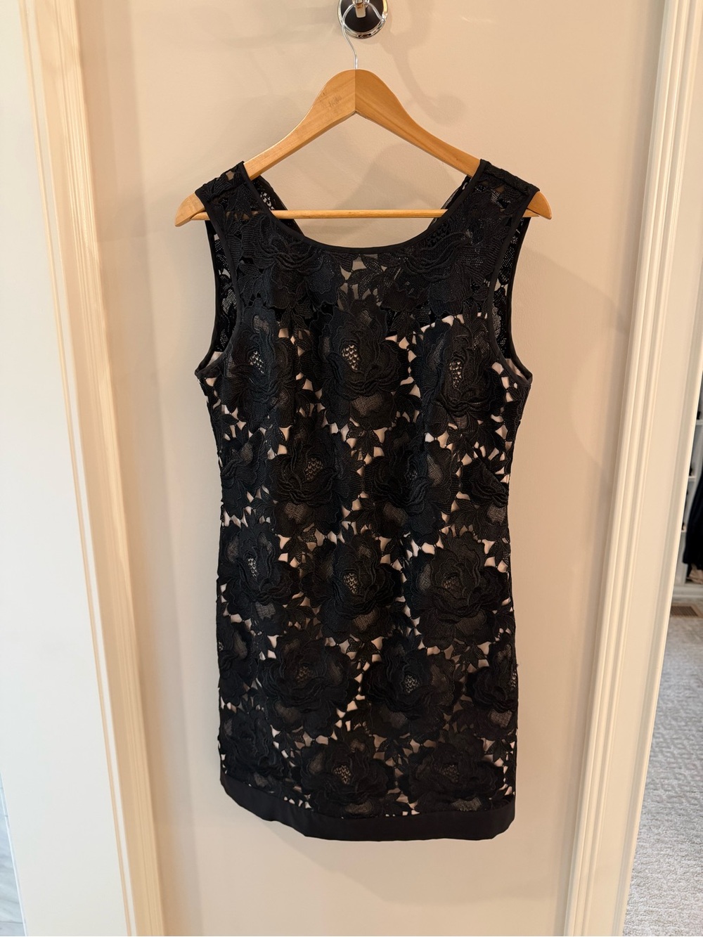 White House Black Market Black Floral Lace Midi Dress